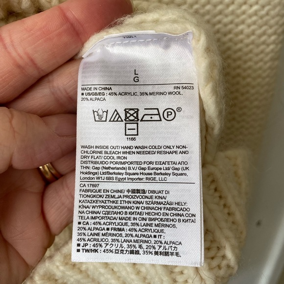 Banana Republic chunky cozy asymmetrical zip cowl neck sweater cream L - Picture 3 of 6